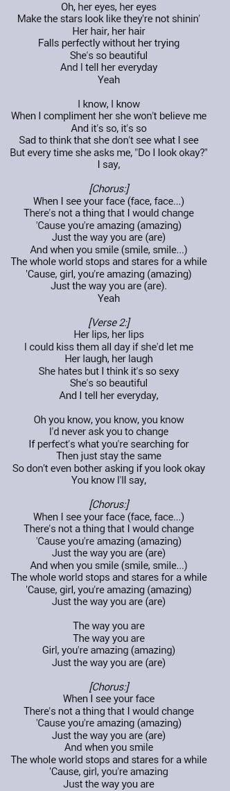 bruno mars just the way you are letra